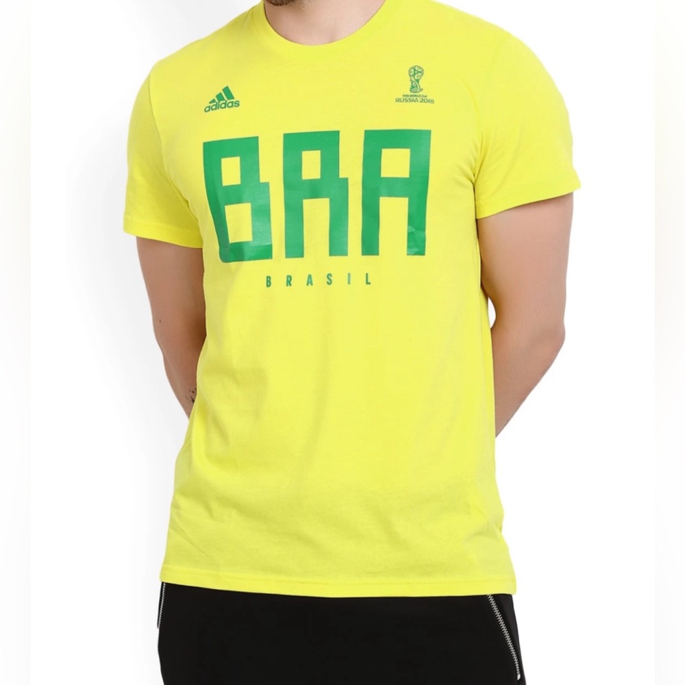 Adidas Youth Brazil FIFA World Cup Russia 2018 Official Licensed Yellow Tee XL